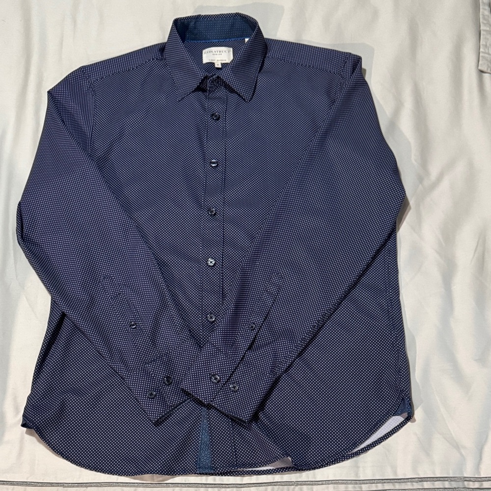 Men's Navy Patterned Button-Down Shirt